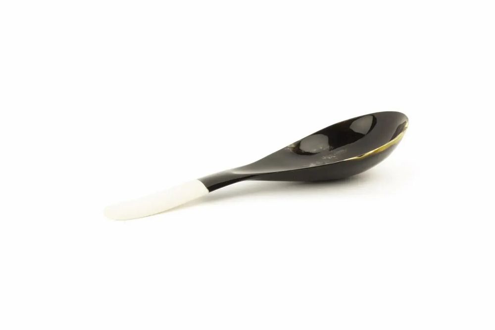 Couverts & ustensiles de cuisine - Cuillère à riz en corne noire et manche os - L INDOCHINEUR X RIVÊT