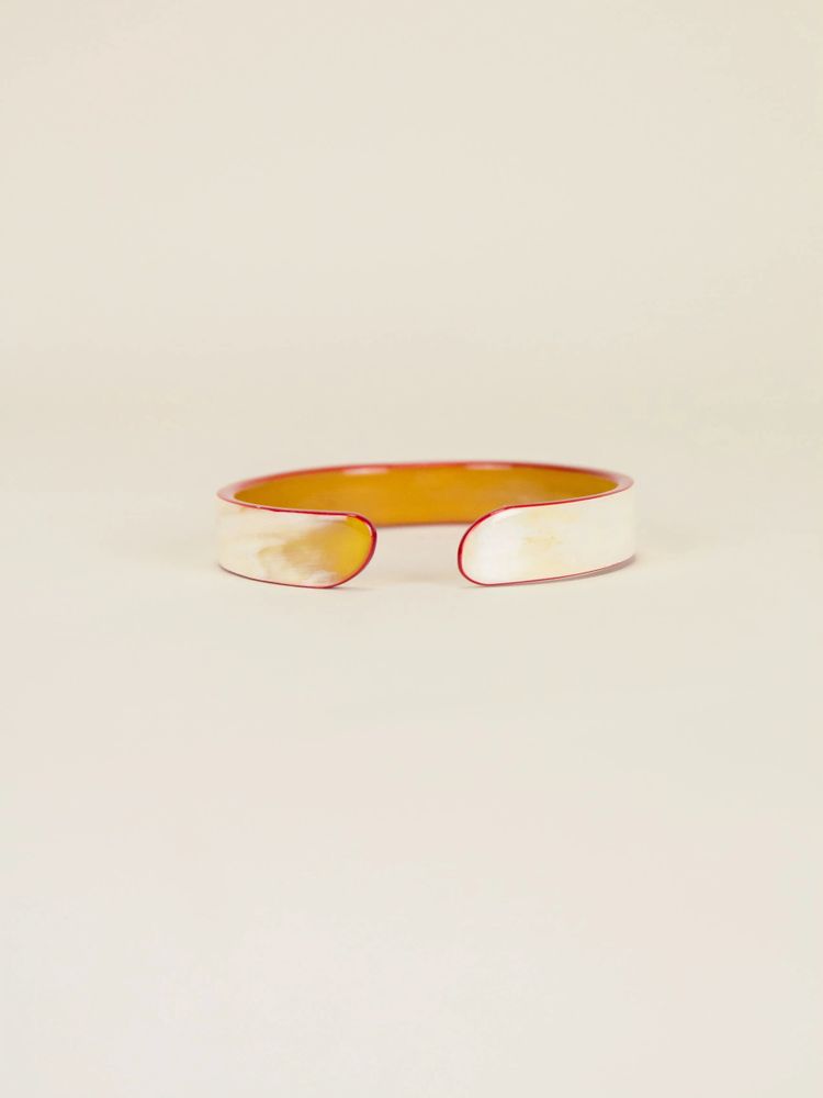 Bracelets - Bracelet in blond horn and red lacquer, size S - L INDOCHINEUR X RIVÊT