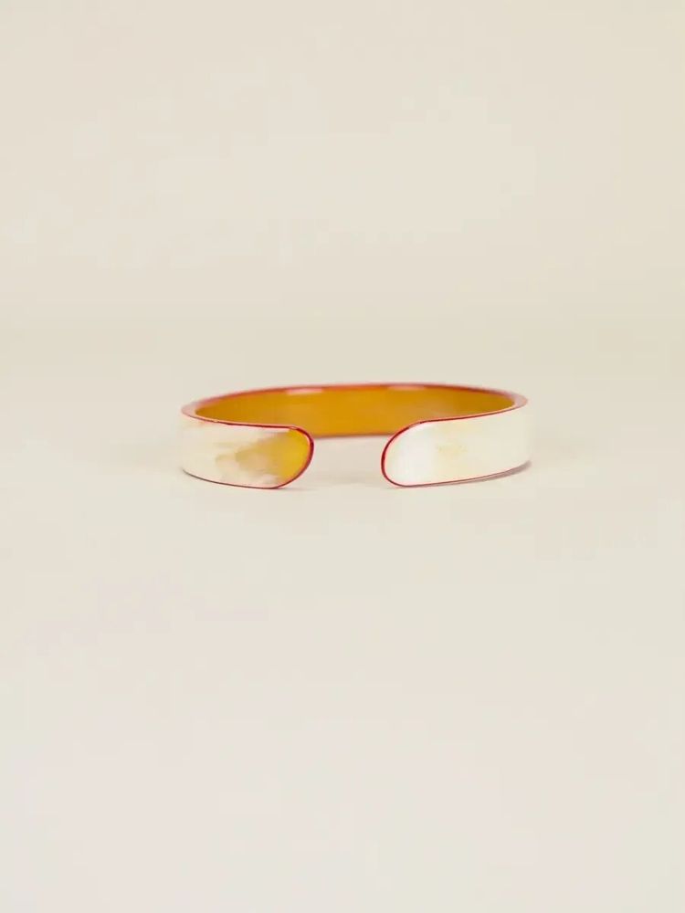 Bracelets - Bracelet in blond horn and red lacquer, size S - L INDOCHINEUR X RIVÊT