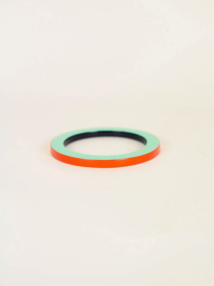 Bracelets - Bangle in horn with lacquer in orange and green, size M - L INDOCHINEUR X RIVÊT