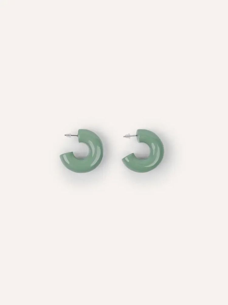 Jewelry - C-shaped wooden stud earrings, dark blue and light blue lacquer - L INDOCHINEUR X RIVÊT