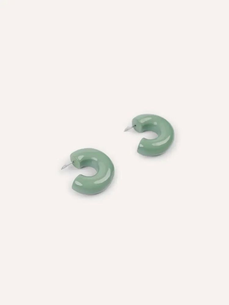 Jewelry - C-shaped wooden stud earrings, dark blue and light blue lacquer - L INDOCHINEUR X RIVÊT