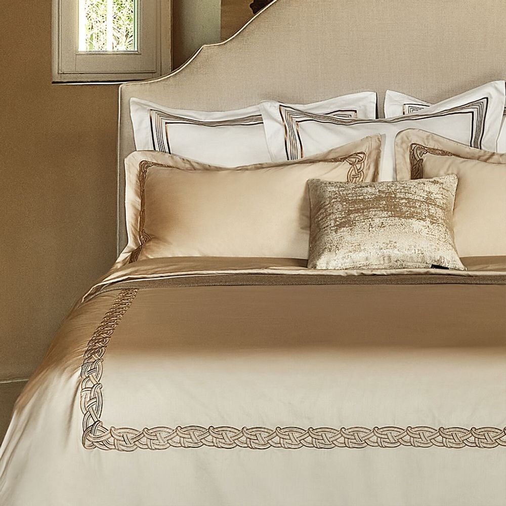 Bed linens - Luxury Duvet Cover Set Catene Collection, Bronze - CROWN GOOSE