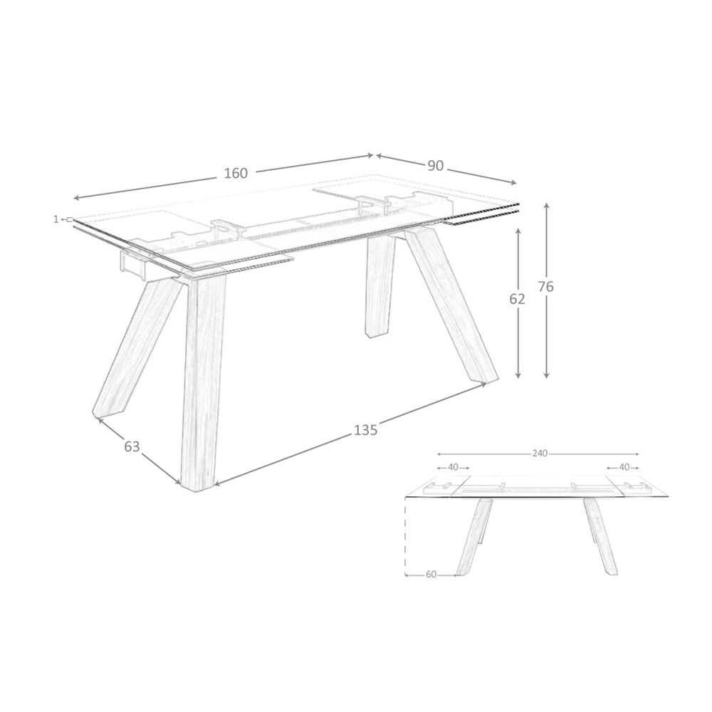 Tables Salle à Manger - Table à manger à rallonge rectangulaire verre trempé - ANGEL CERDÁ