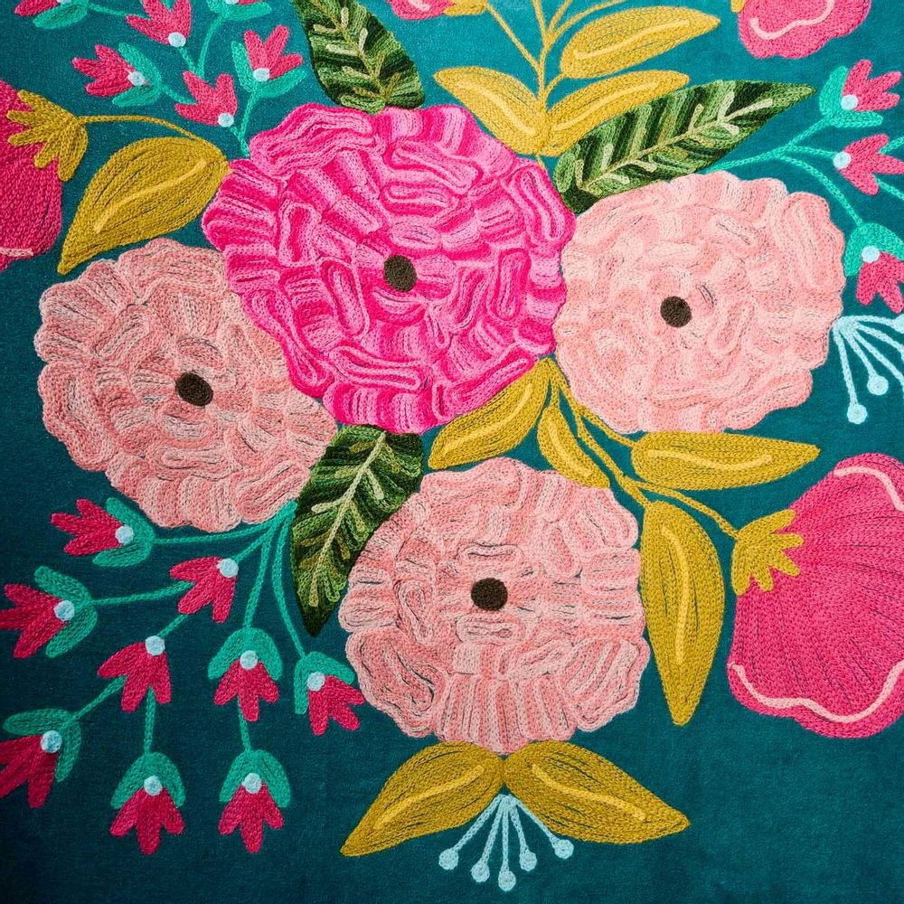 Fauteuils - Fauteuil en Velours avec Motif Floral Frida, Turquoise - WERNS