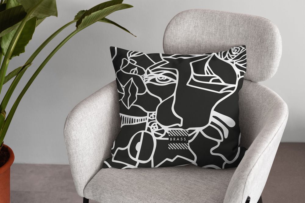 Fabric cushions - Black Koseka Decorative Pillow 45 x 45 - Design by BRASS - ARTDECORIS