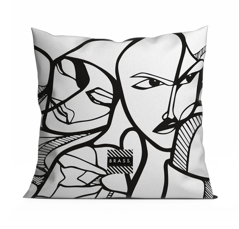 Fabric cushions - White Elongi Decorative Pillow 45 x 45 - Design by BRASS - ARTDECORIS