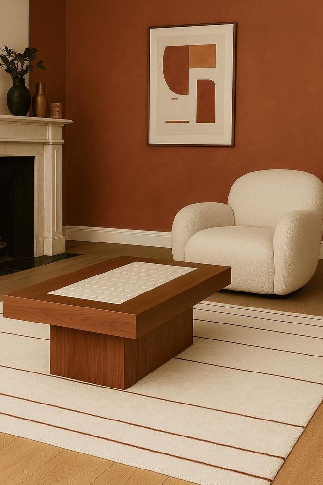 Coffee tables - Walnut and Italian ceramic coffee table - STUDIO GAÏA