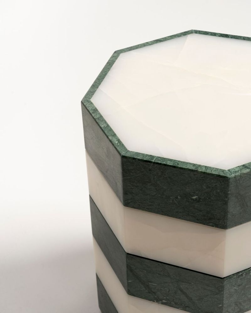 Coffee tables - Marble & Natural Stone Side Table — Gisou Bicolour - STUDIO GAÏA