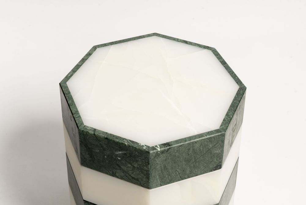 Coffee tables - Marble & Natural Stone Side Table — Gisou Bicolour - STUDIO GAÏA