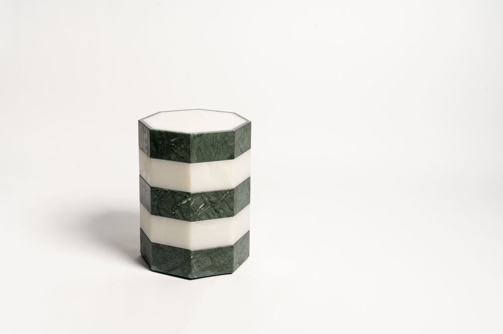 Coffee tables - Marble & Natural Stone Side Table — Gisou Bicolour - STUDIO GAÏA