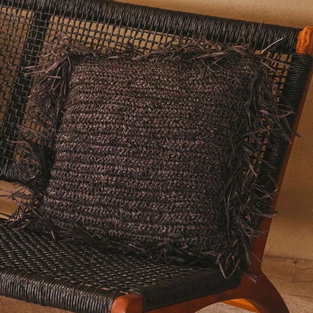 Cushions - JORDI - Removable natural raffia cushion with zip - HYDILE