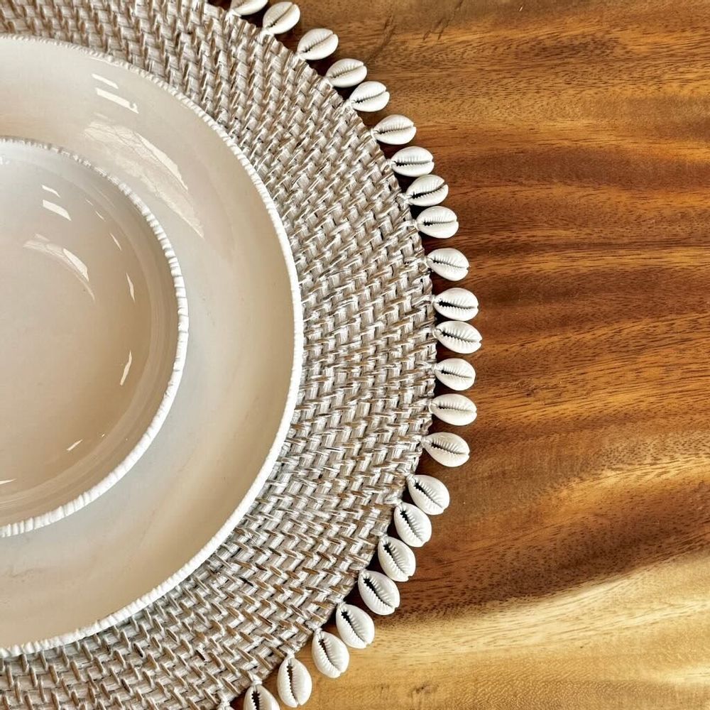 Sets de table - CAURI - Set de table blanc en rotin et coquillage - HYDILE