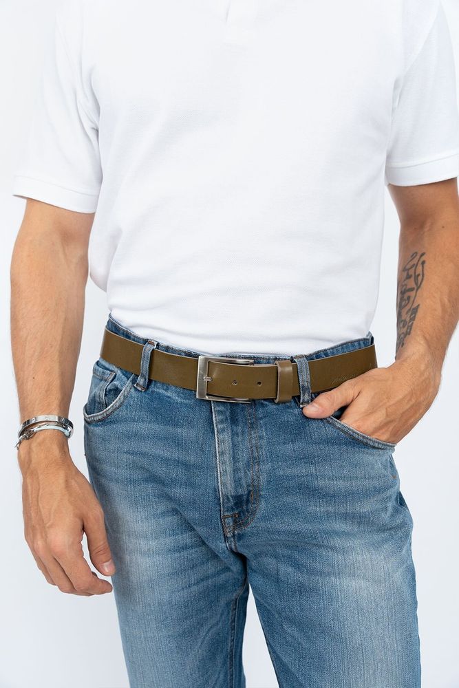 Petite maroquinerie - Ceinture en cuir OCTAVE olive - MONSIEUR CHARLI