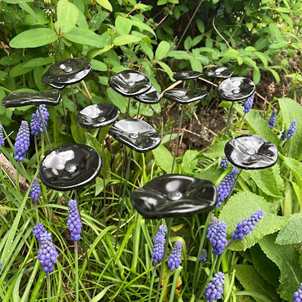 Accessoires de jardinage - Petite fleur en verre pour l'extérieur en noir - CARNEOL GLASS