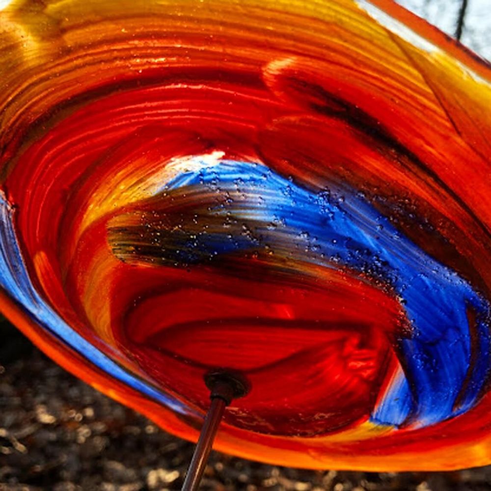 Accessoires de jardinage - Large Yellow-Blue Glass Flower (50 cm stem) - CARNEOL GLASS