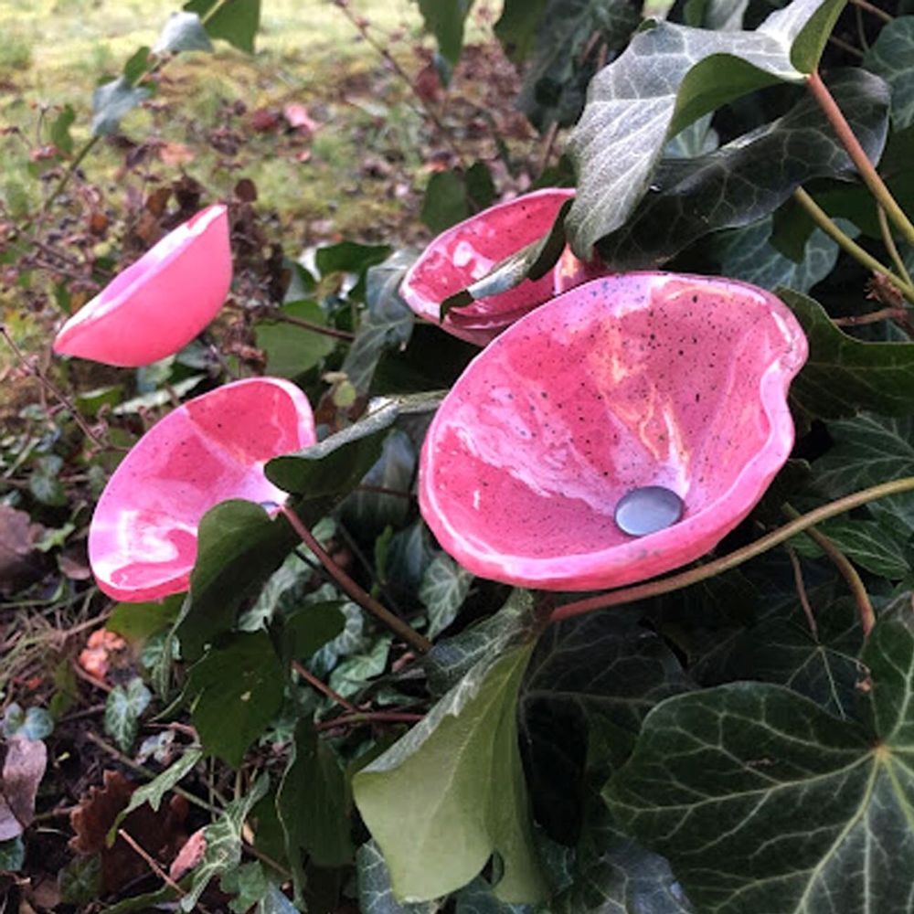 Décorations florales - Fleur de calabel en verre « extérieur » de couleur rose-noir - CARNEOL GLASS