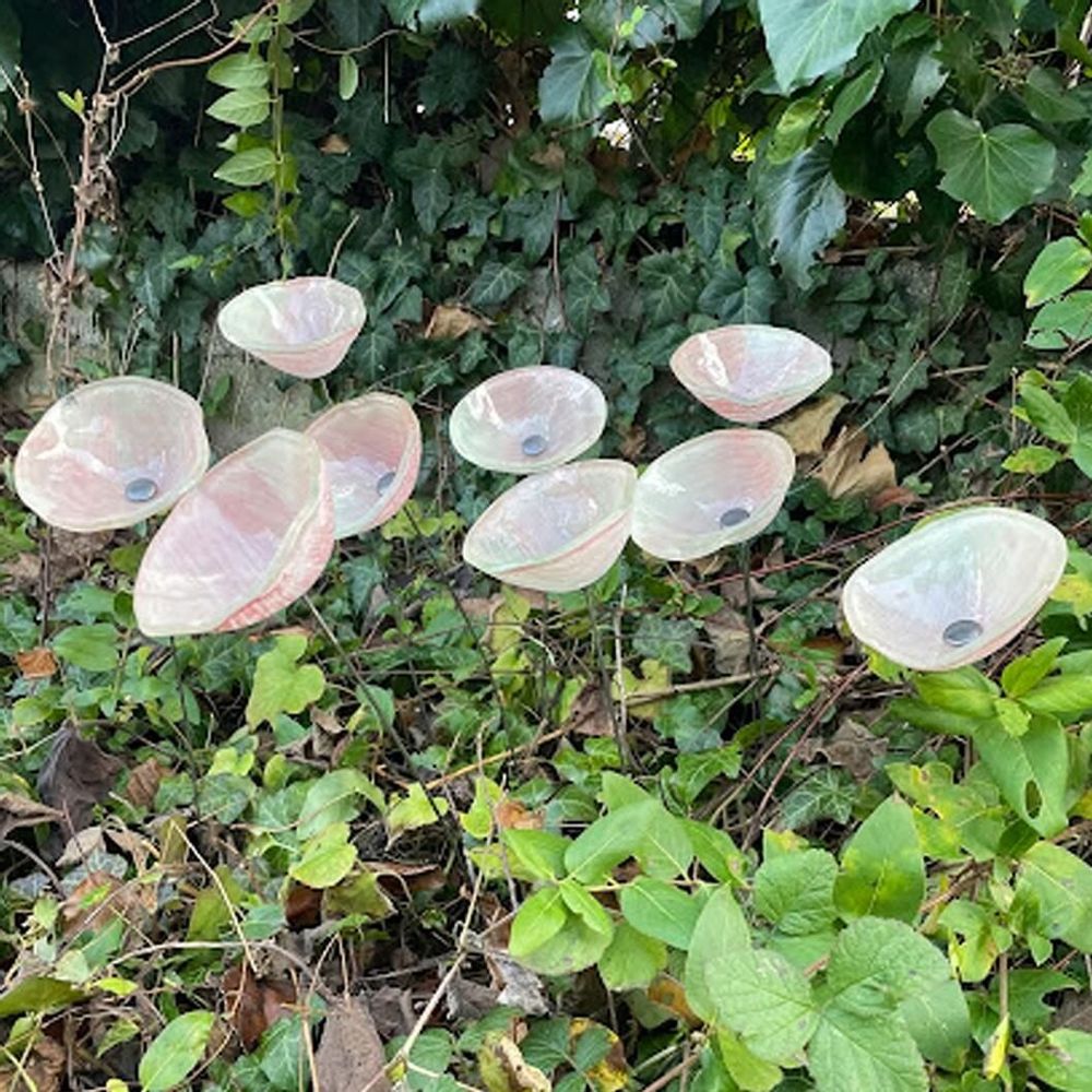 Décorations florales - Fleur calla en verre de taille moyenne pour l'extérieur en rose-blanc - CARNEOL GLASS