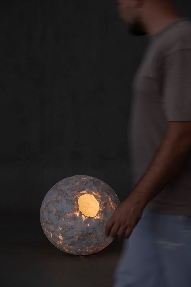 Lampadaires - Lampadaires Dvo — Duo de lumière sculptural en fibre de chanvre - PLETOSTUDIO