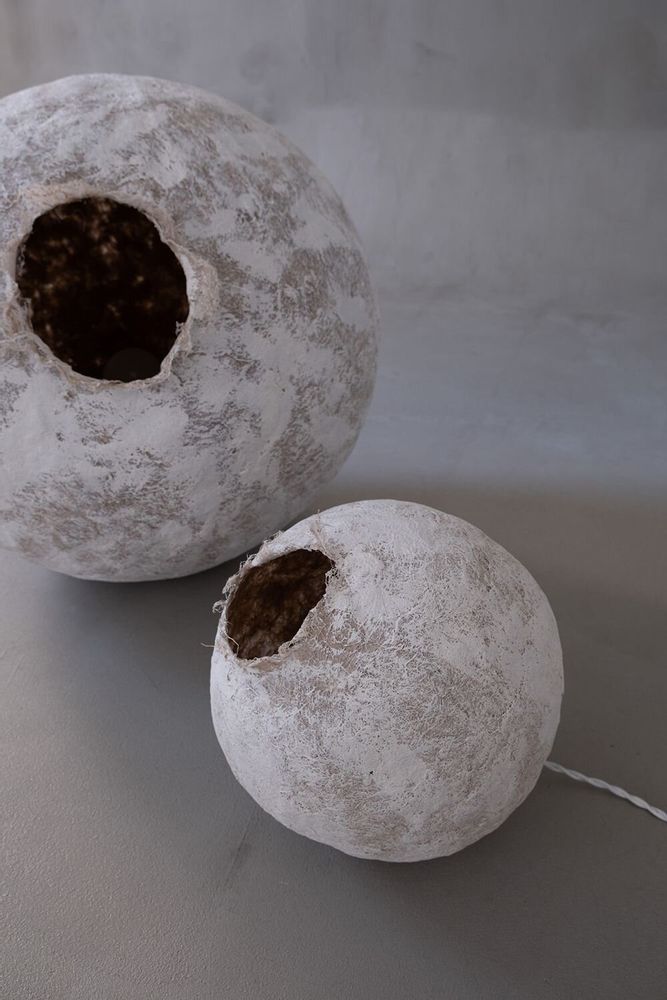 Lampadaires - Lampadaires Dvo — Duo de lumière sculptural en fibre de chanvre - PLETOSTUDIO