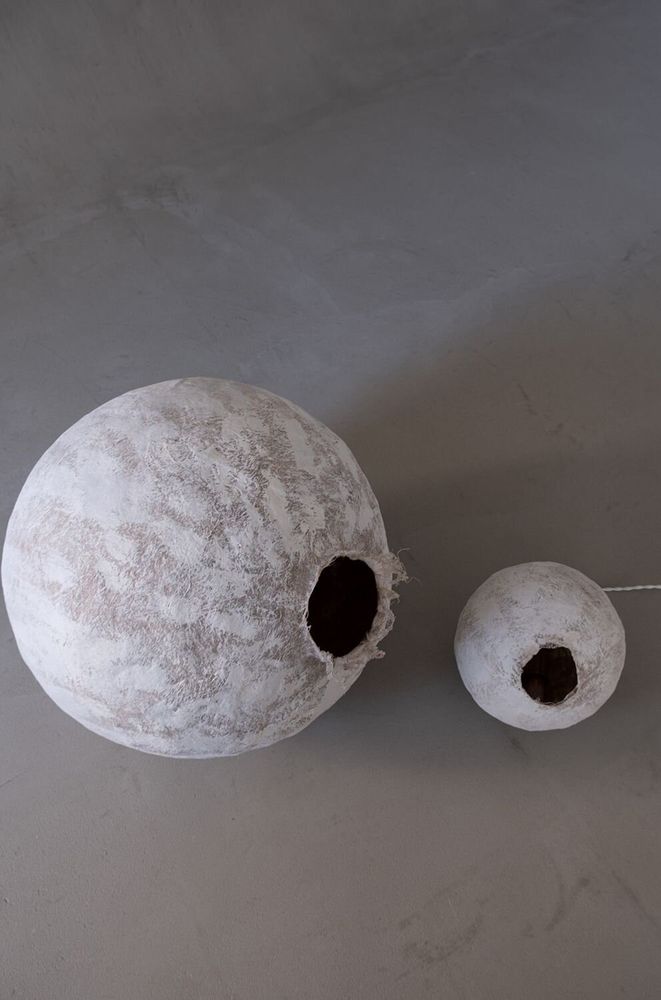 Lampadaires - Lampadaires Dvo — Duo de lumière sculptural en fibre de chanvre - PLETOSTUDIO