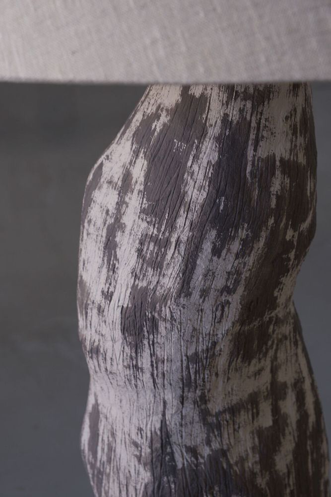 Floor lamps - MA Floor Lamp – Handcrafted Sculptural Lighting with Linen Shade - PLETOSTUDIO