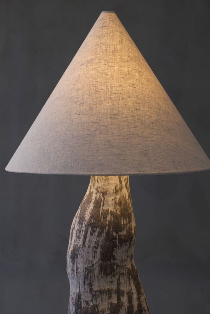 Floor lamps - MA Floor Lamp – Handcrafted Sculptural Lighting with Linen Shade - PLETOSTUDIO