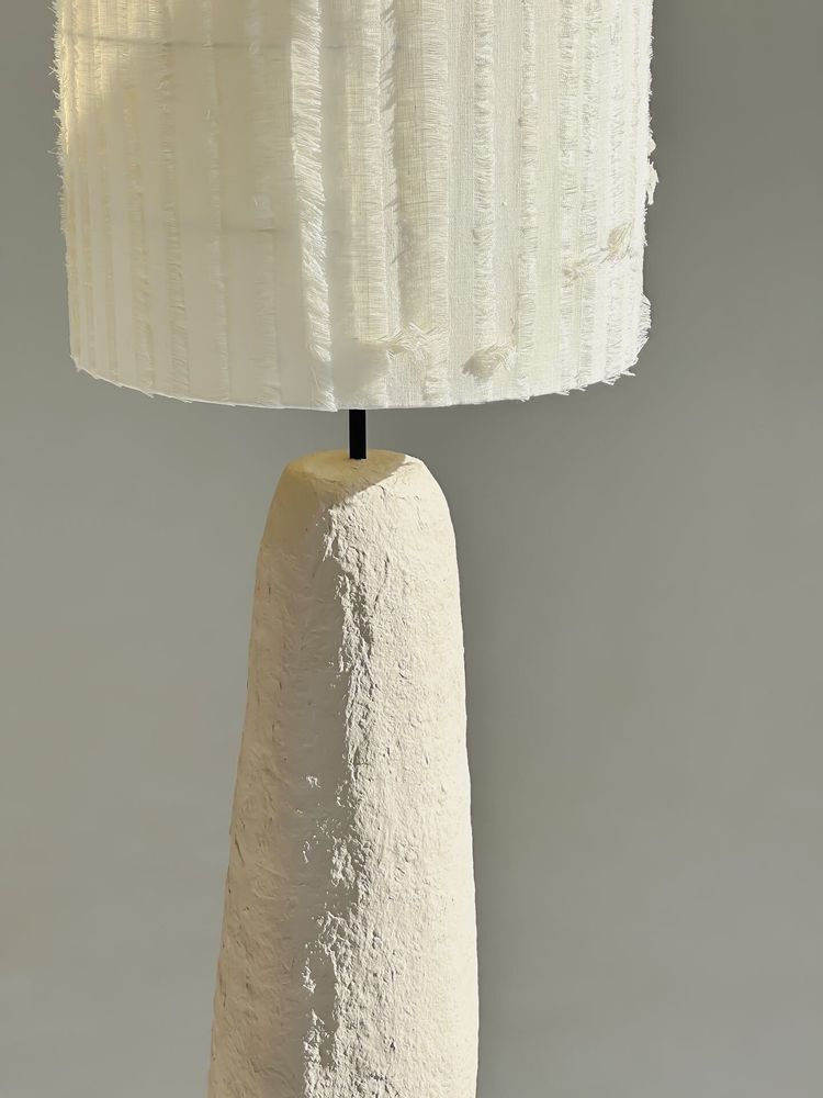 Floor lamps - Gley Floor Lamp — Sculpture Base & Linen Shade - PLETOSTUDIO
