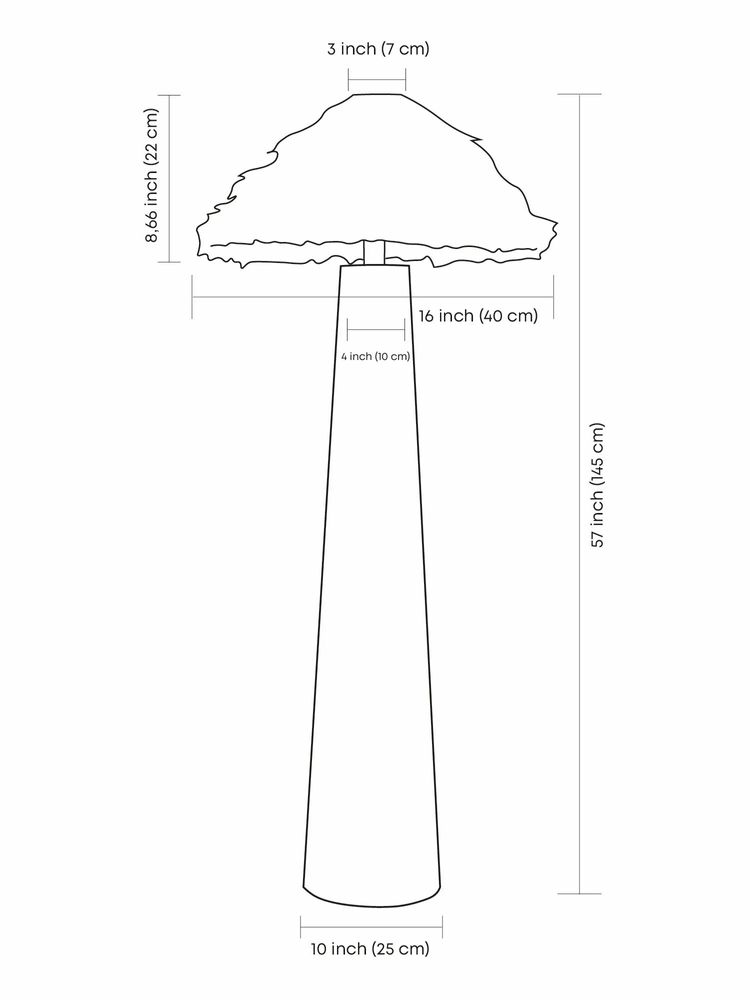 Floor lamps - Sazha Black Floor Lamp – Shou Sugi Ban Base & Wool Shade - PLETOSTUDIO