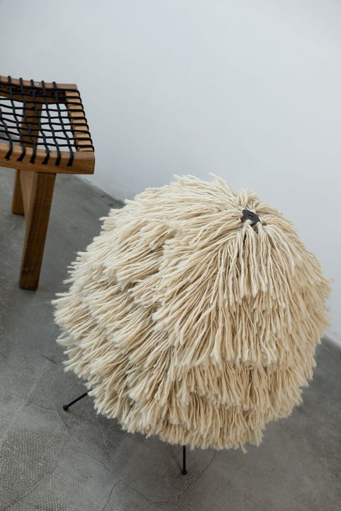 Floor lamps - GUNYA Floor Lamp – Sculptural Wool Lighting with Organic Warmth - PLETOSTUDIO