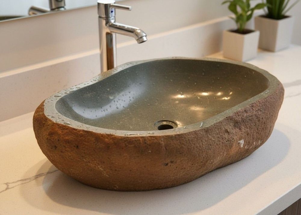 Lavabos - Bassin en pierre verte - SATCHA