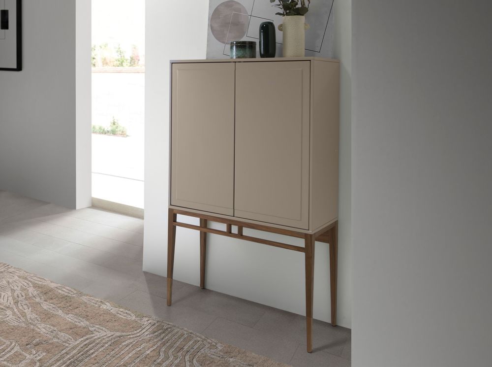 Sideboards - Gray display cabinet with walnut legs - ANGEL CERDÁ