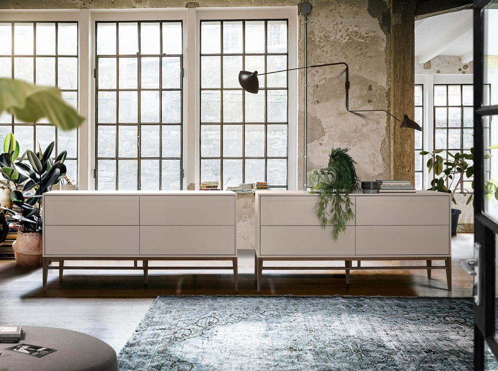 Sideboards - Gray sideboard with walnut legs - ANGEL CERDÁ