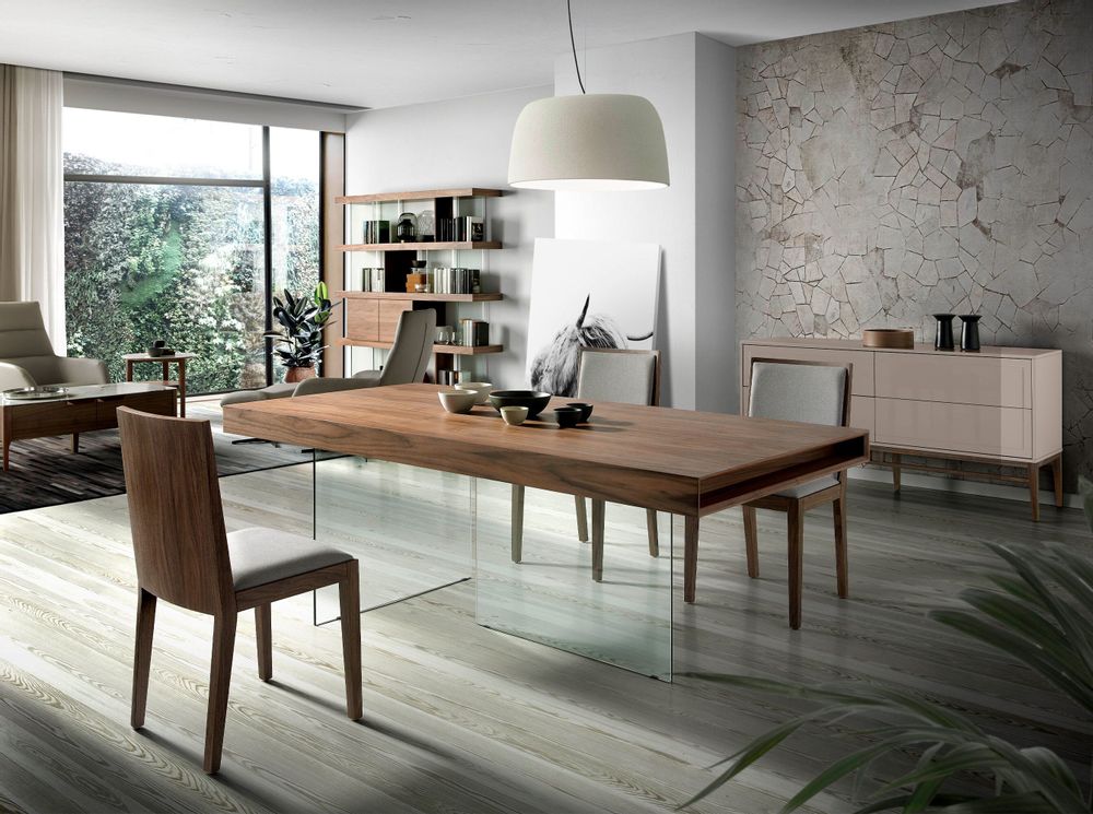 Sideboards - Gray sideboard with walnut legs - ANGEL CERDÁ