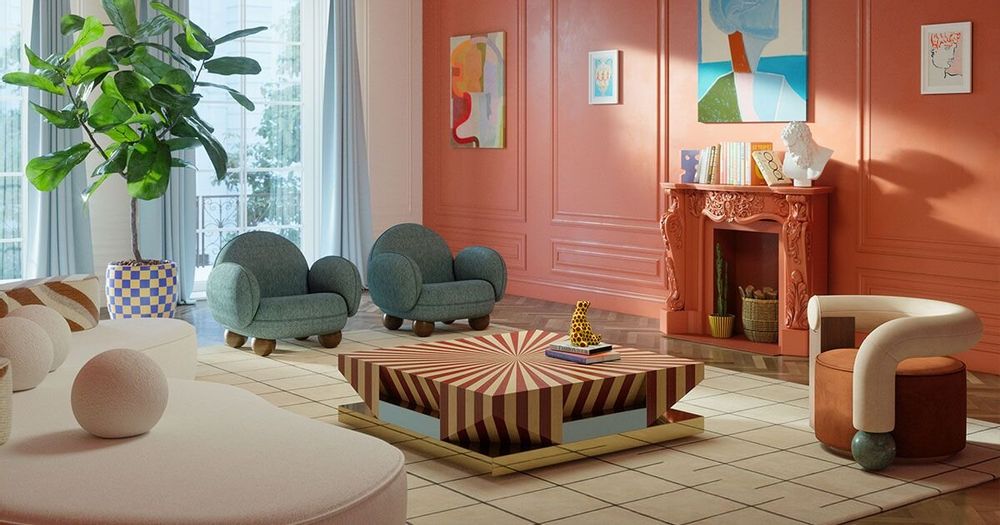 Tables basses - Table centrale Op-Art fabriquée à la main au Portugal par Malabar - MALABAR