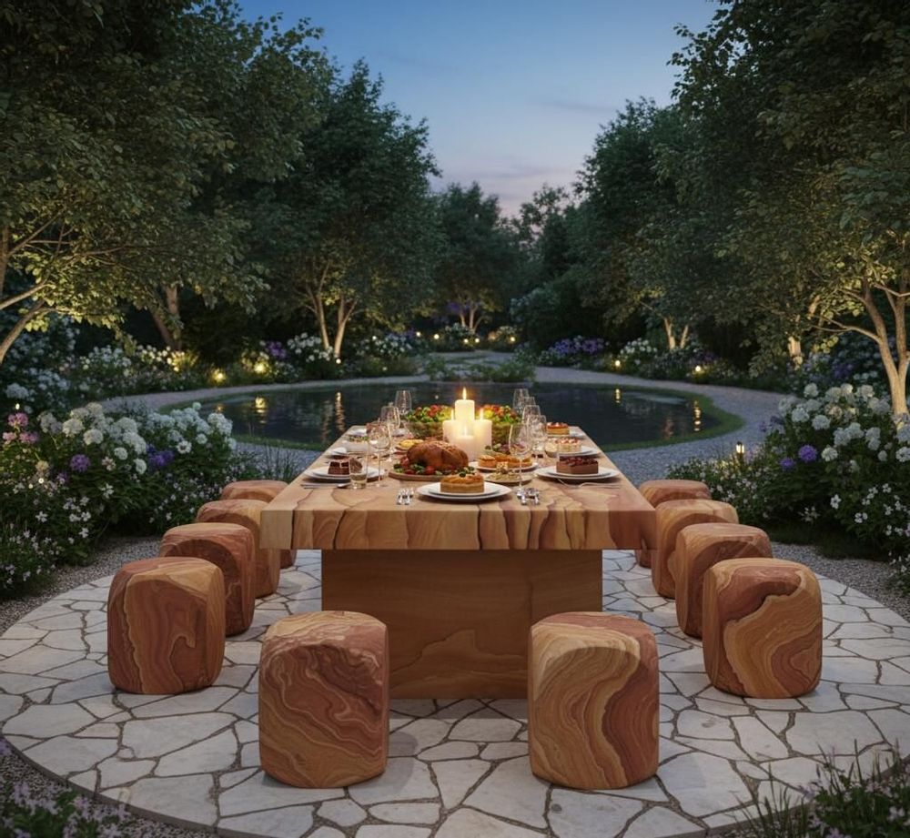 Tables Salle à Manger - Longue table en grès - SATCHA