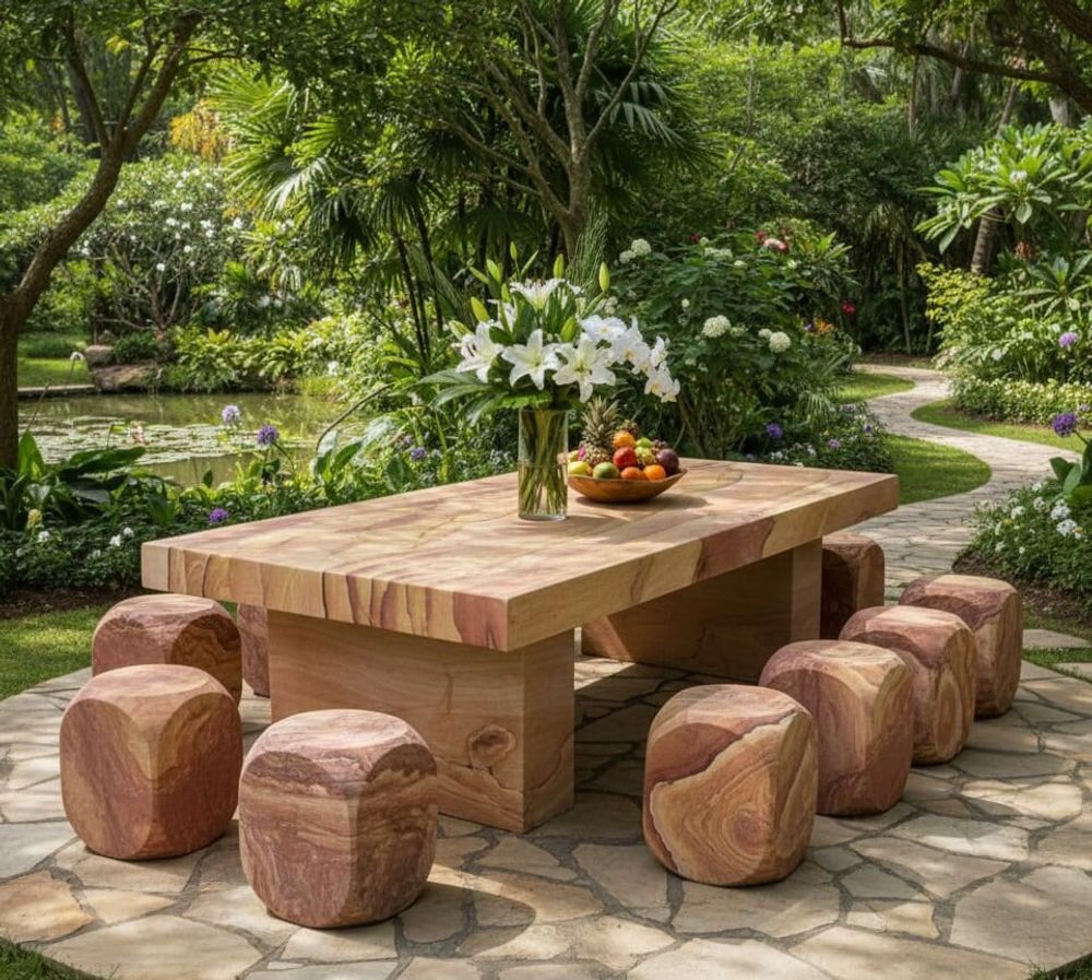 Tables Salle à Manger - Longue table en grès - SATCHA