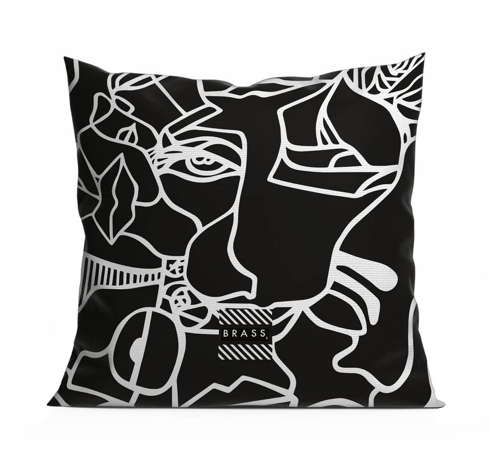 Fabric cushions - Black Koseka 60 x 60 decorative cushion cover - Design by BRASS - ARTDECORIS