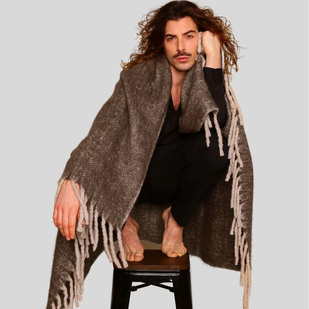 Throw blankets - TOM grey acrylic plaid - MONSIEUR CHARLI