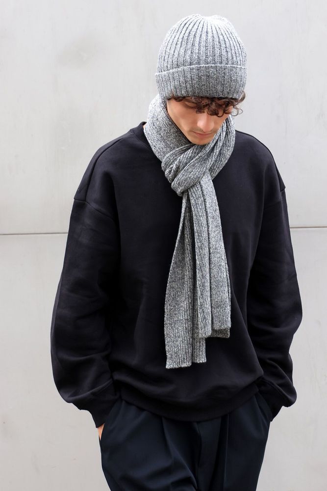 Foulards et écharpes - Coffret cadeau bonnet & écharpe en laine JEFF & JACK noir chiné - MONSIEUR CHARLI