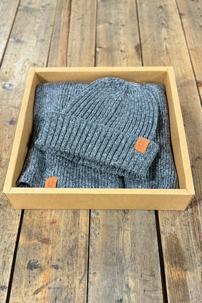 Foulards et écharpes - Coffret cadeau bonnet & écharpe en laine JEFF & JACK noir chiné - MONSIEUR CHARLI