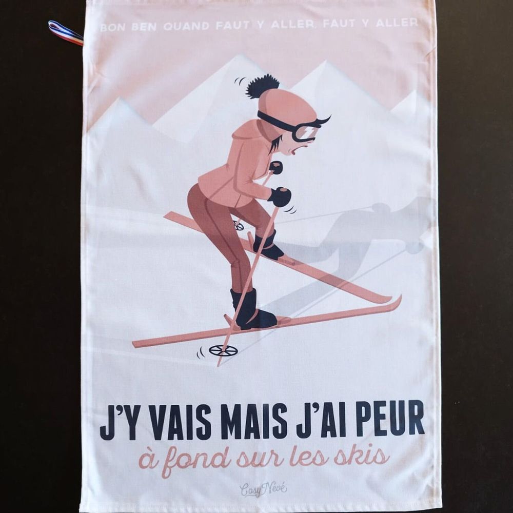 Torchons textile - Torchon "J'y vais mais j'ai peur" - COSYNÉVÉ - MOUNTAIN POSTERS