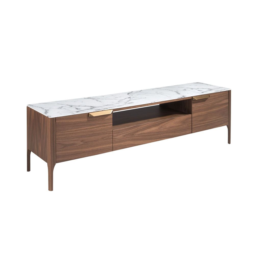 Sideboards - Fiberglass TV cabinet with marble and walnut effect - ANGEL CERDÁ