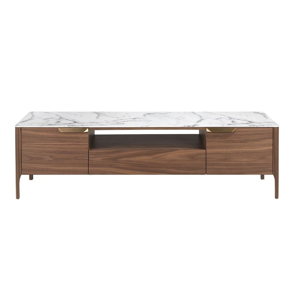 Sideboards - Fiberglass TV cabinet with marble and walnut effect - ANGEL CERDÁ