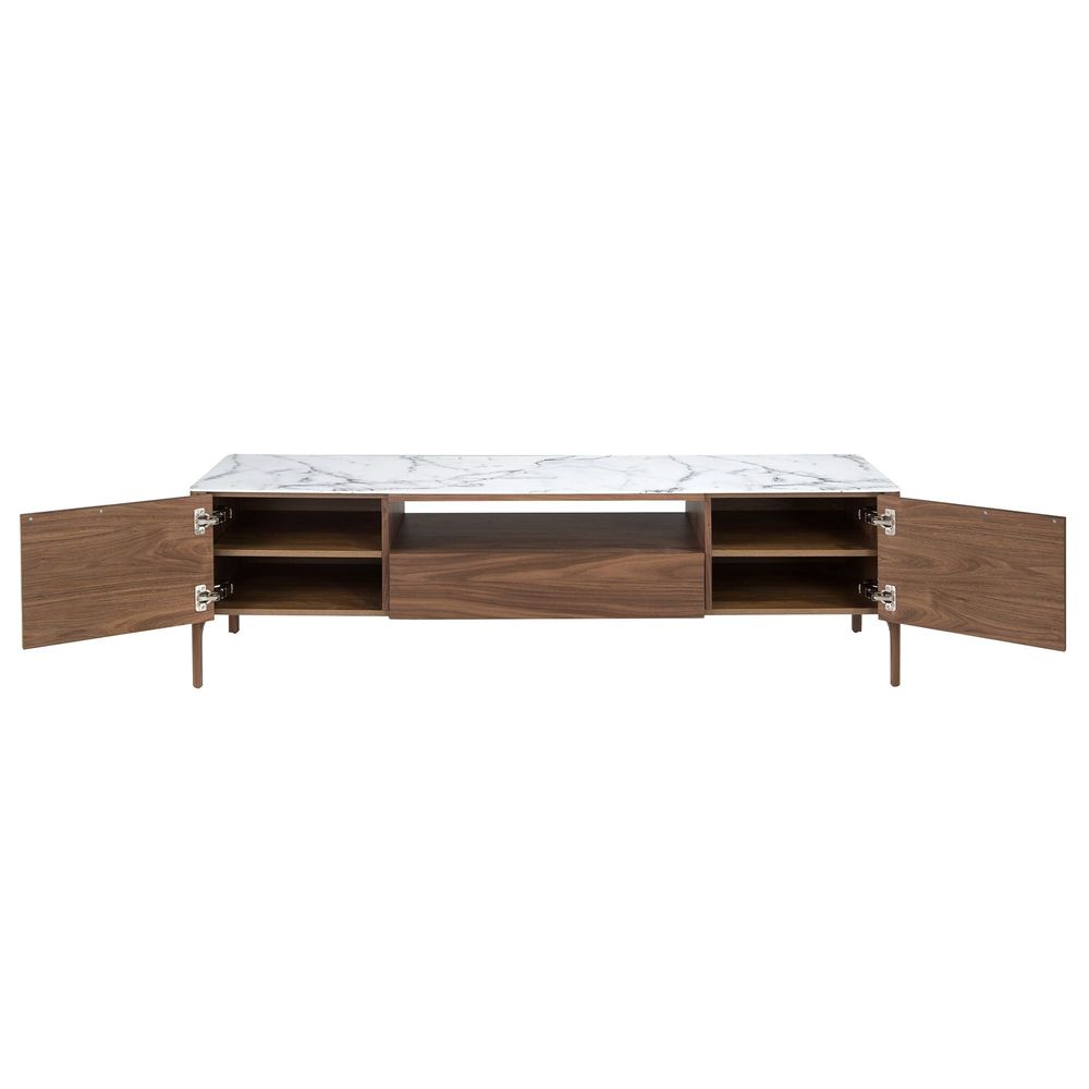 Sideboards - Fiberglass TV cabinet with marble and walnut effect - ANGEL CERDÁ