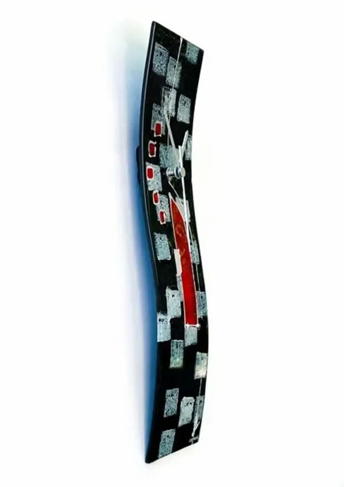 Clocks - Dotti black-white wall clock 10x41 cm - CARNEOL GLASS