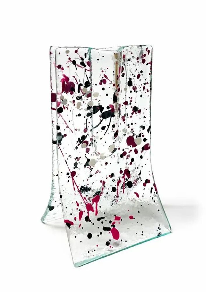 Vases - Petit vase transparent de 8x13 cm à pois blanc-noir - CARNEOL GLASS