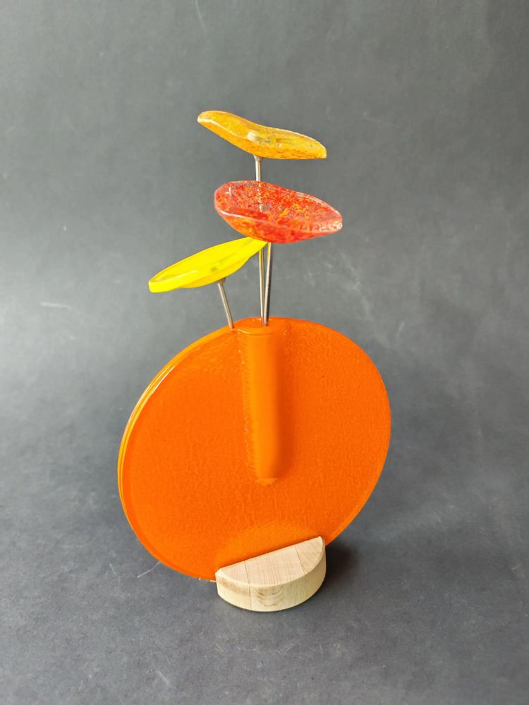 Vases - Round vase set, orange color 13 cm - CARNEOL GLASS
