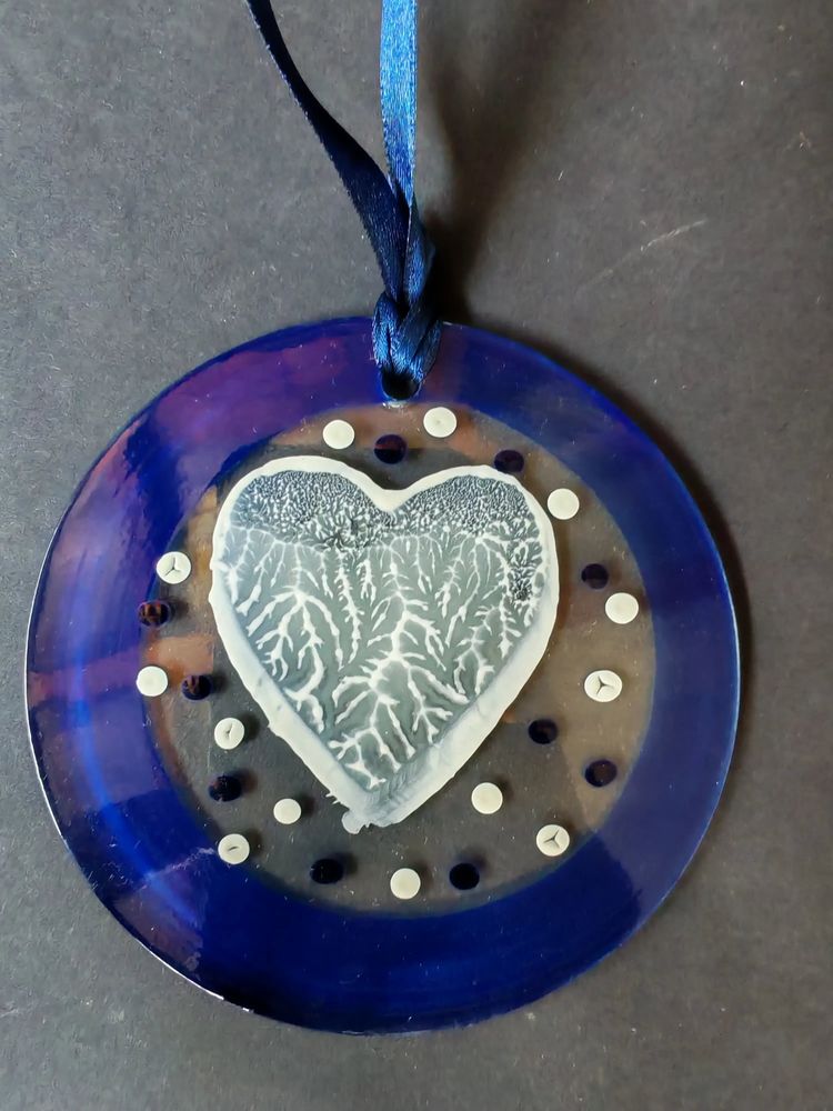 Other Christmas decorations - Blue hand-painted heart-shaped glass ornament - CARNEOL GLASS