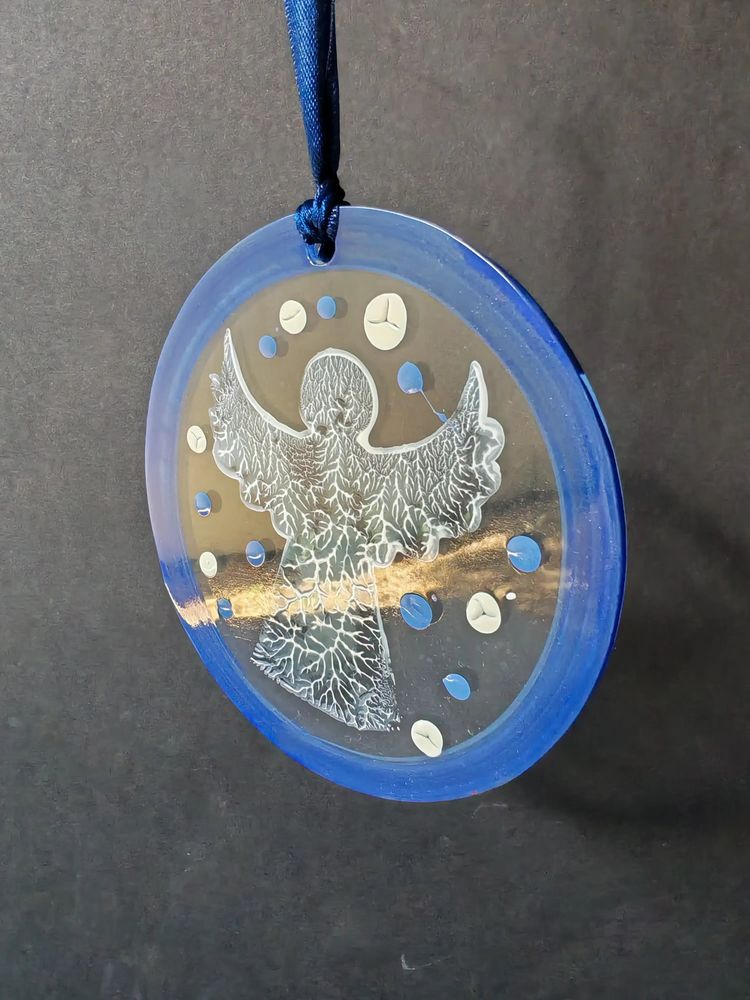 Other Christmas decorations - Blue hand-painted standing angel glass ornament - CARNEOL GLASS